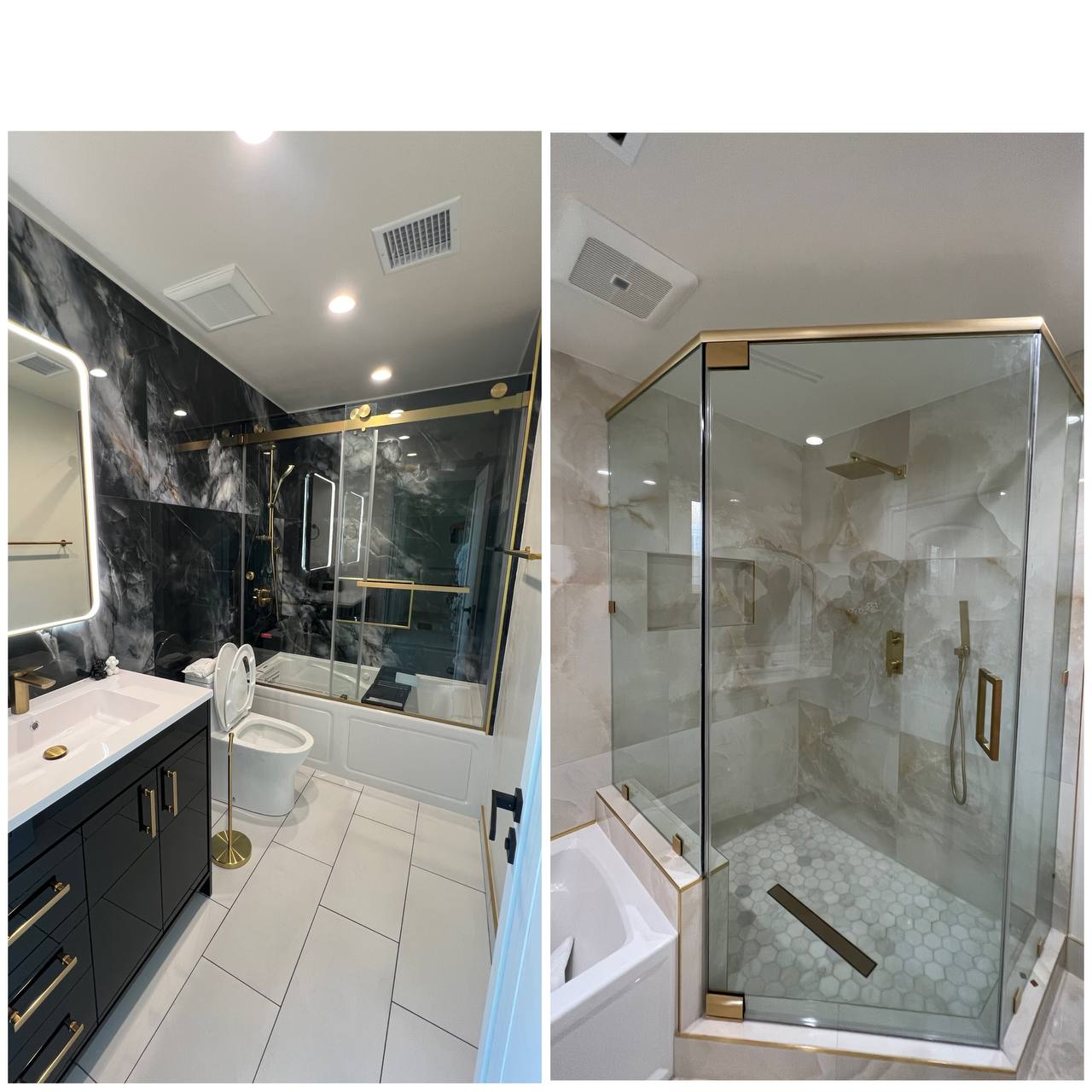 Onyx & brass shower suite